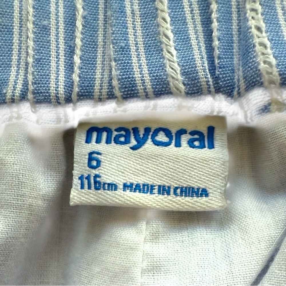 Mayoral Girls Blue Striped Ruffle Skort Shorts Size 6 116cm - Picture 4 of 5